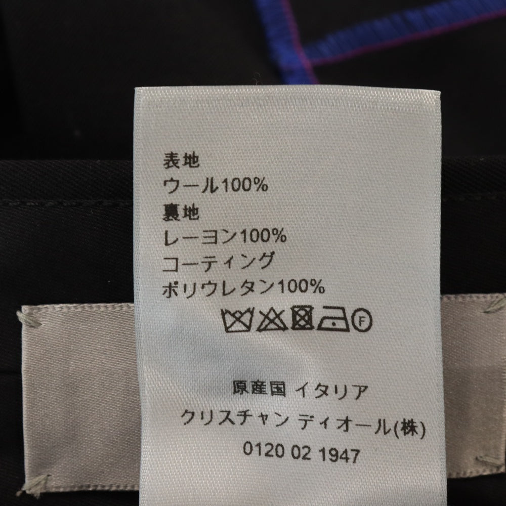 DIOR(ディオール) ロックステッチ デザイン ジップアップ ウール スラックス パンツ ブラック/ブルー 763C160W3972