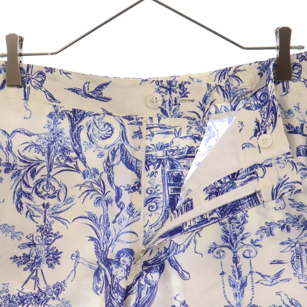 DIOR(ディオール) 19SS トワルドジュイ柄 シルク ジップアップ ハーフパンツ ショーツ ホワイト/ブルー 933C120A4854