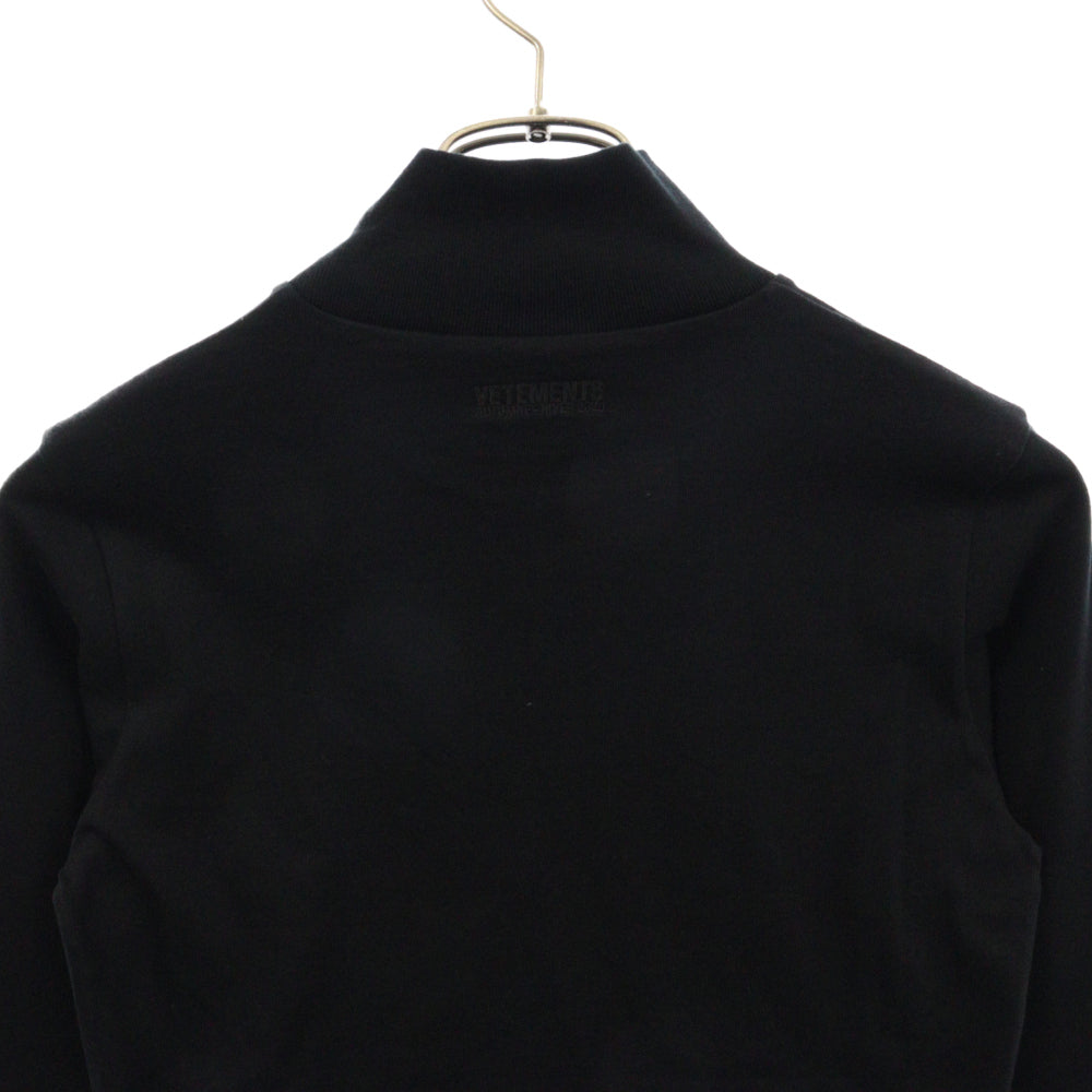 VETEMENTS(ヴェトモン) COLLAR刺繍 ハイネック ロングスリーブ 長袖Tシャツ ブラック レディース WAH20TR417