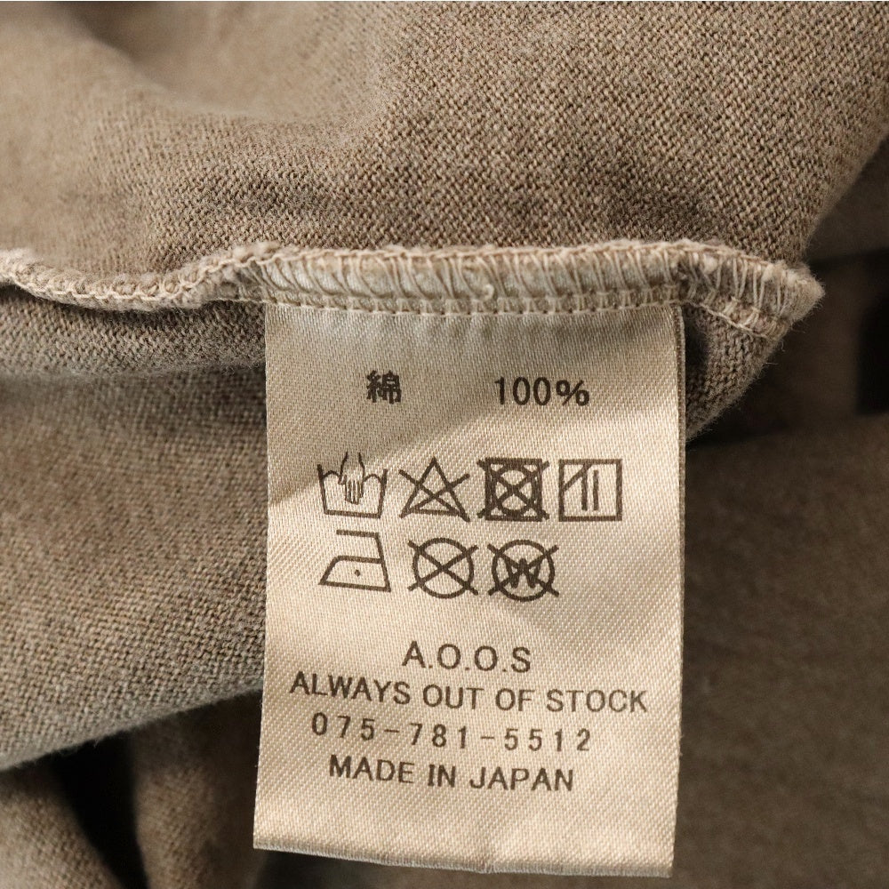 ALWAYS OUT OF STOCK(オールウェイズアウトオブストック) フロント ロゴエンブロイダリー コットン クルーネック 半袖Tシャツ カットソー ブラウン