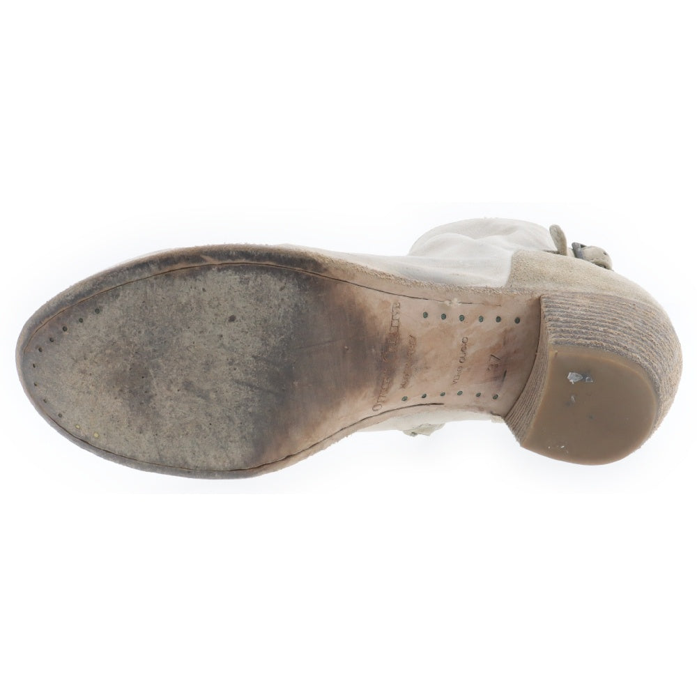 OFFICINE CREATIVE(オフィチーネクリエイティブ) CANGURO BIANCO TINTO ASH 0535 サイドジップ バックストラップ ミッドカット レザーヒールブーツ シューズ レディース アイボリー D482153