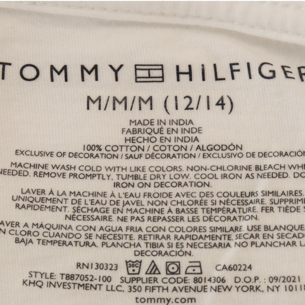 TOMMY HILFIGER(トミーヒルフィガー) 胸ロゴ Tシャツ 半袖カットソー ホワイト T887052-100