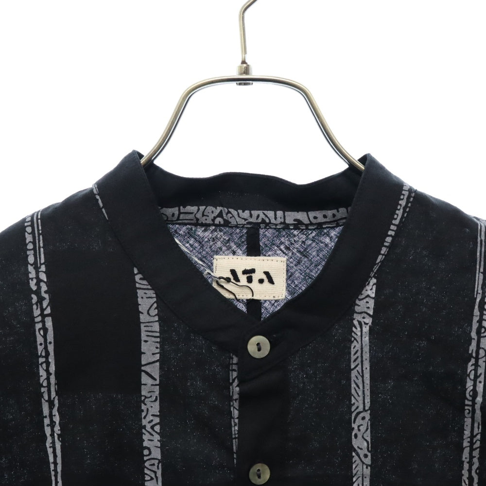 ATA(アタ) BASIC V NECK SHORT SLEEVE SHIRT DISCHARGE PRINTING 放電プリント ベーシック Vネック ショートスリーブ シャツ ブラック A01-02021