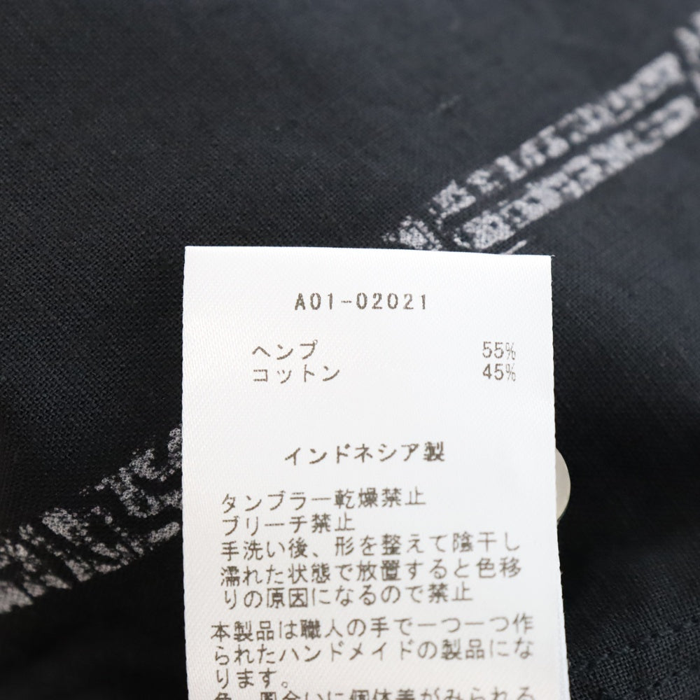 ATA(アタ) BASIC V NECK SHORT SLEEVE SHIRT DISCHARGE PRINTING 放電プリント ベーシック Vネック ショートスリーブ シャツ ブラック A01-02021