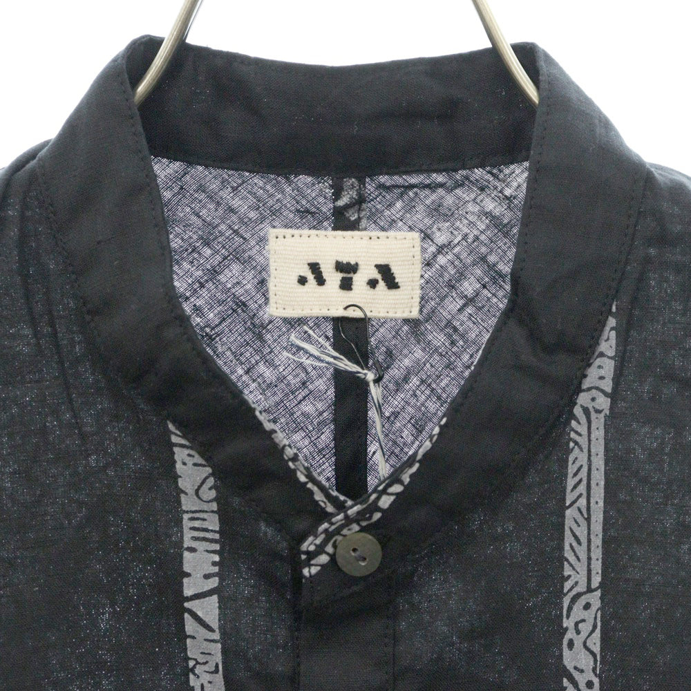 ATA(アタ) 24SS V NECK SHORT SLEEVE SHIRT Vネック 半袖 シャツ ブラック A01-02021
