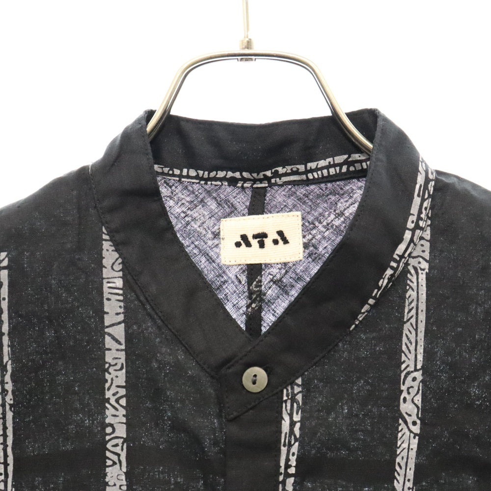 ATA(アタ) 24SS V NECK SHORT SLEEVE SHIRT Vネック 半袖 シャツ ブラック A01-02021