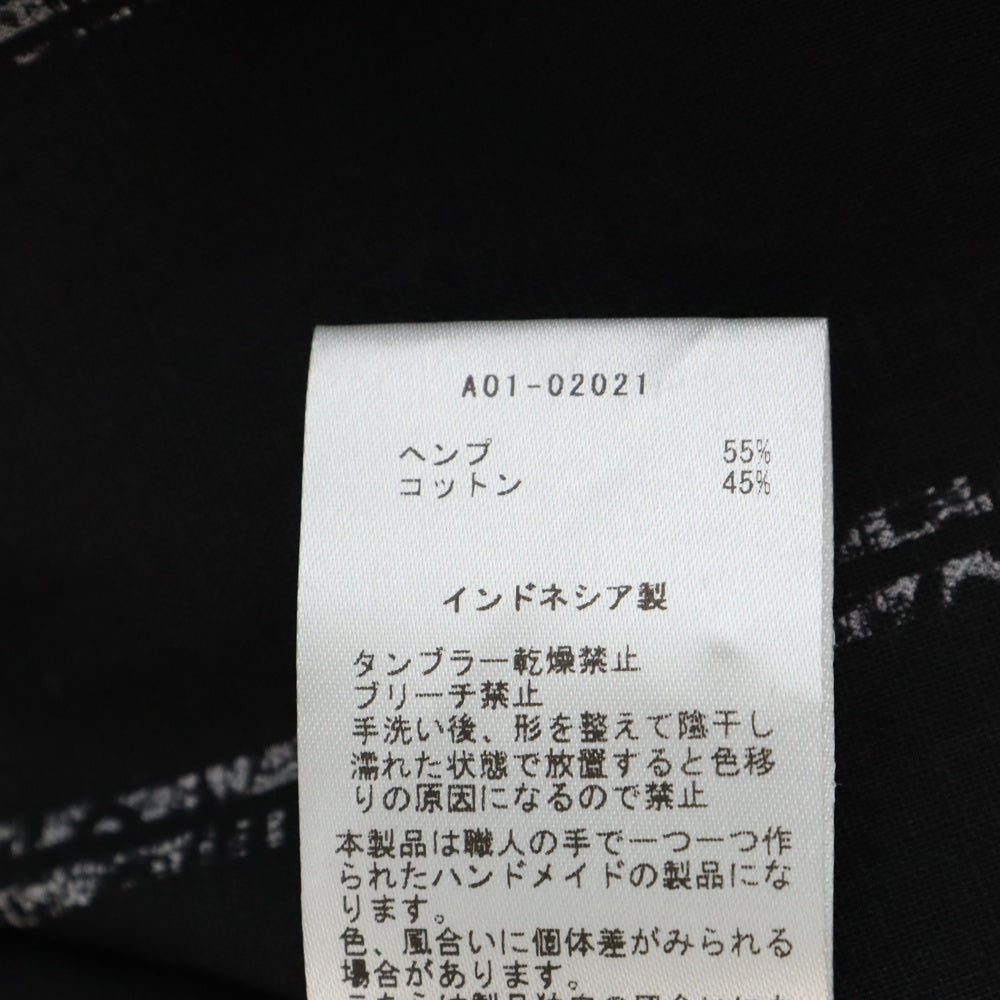 ATA(アタ) 24SS V NECK SHORT SLEEVE SHIRT Vネック 半袖 シャツ ブラック A01-02021
