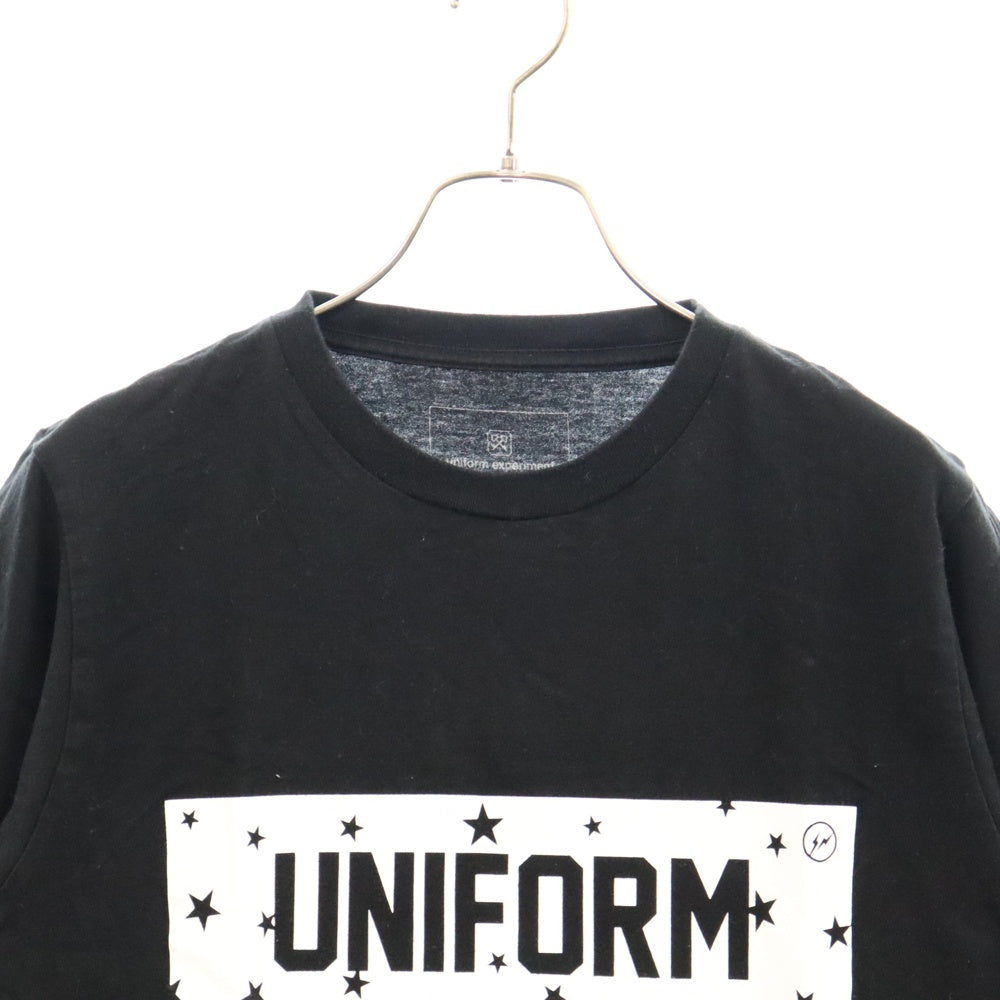 UNIFORM EXPERIMENT(ユニフォームエクスペリメント) クルーネック プリント 半袖カットソー Tシャツ ブラック