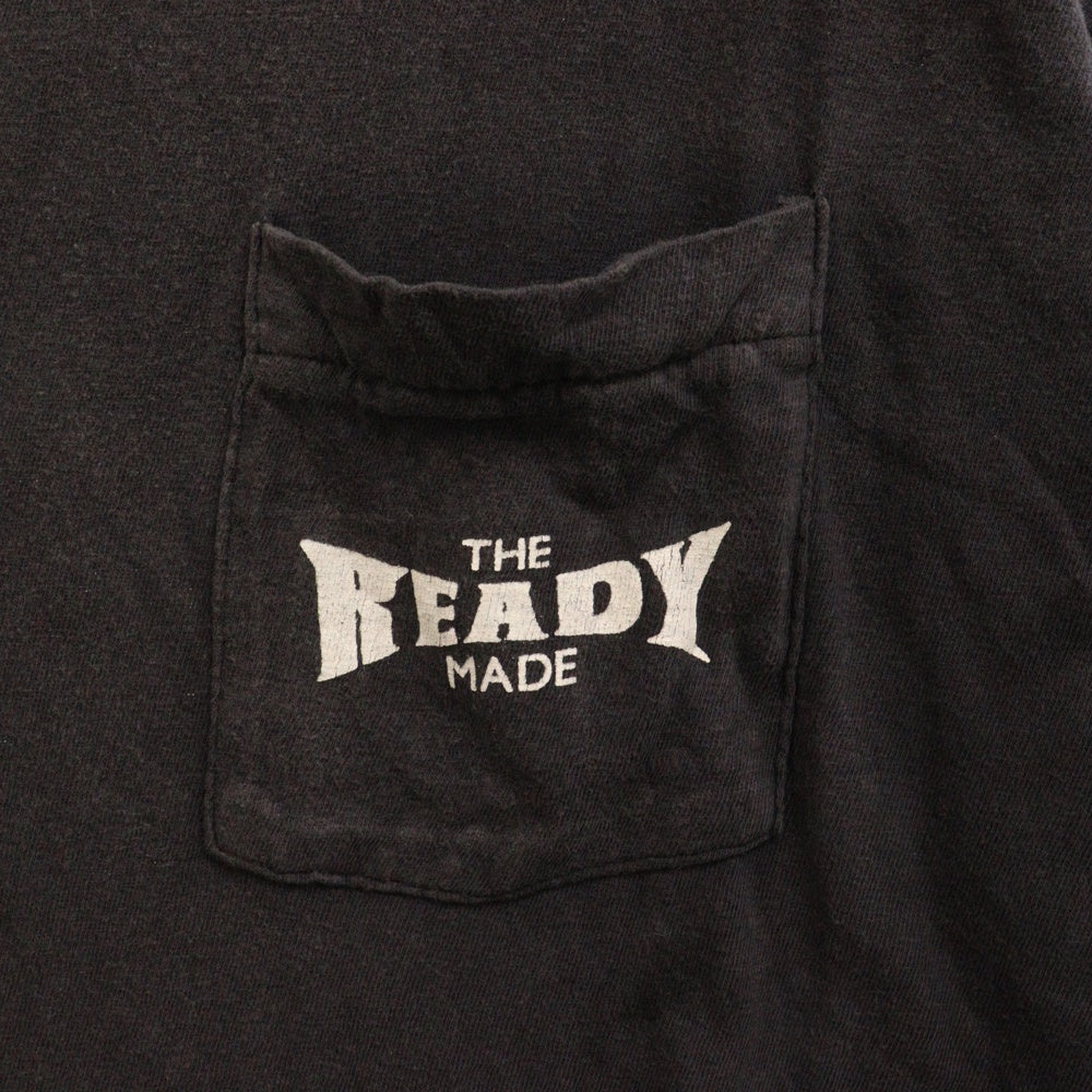 READY MADE(レディメイド) 24SS T-SHIRT POCKET フロントポケット ダメージ加工 クルーネック 半袖Tシャツ グレー RE-CO-BK-00-00-278