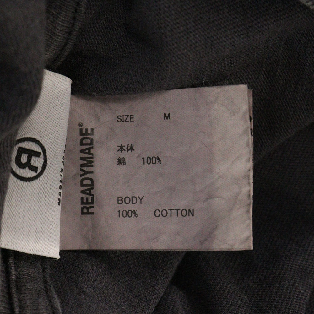 READY MADE(レディメイド) 24SS T-SHIRT POCKET フロントポケット ダメージ加工 クルーネック 半袖Tシャツ グレー RE-CO-BK-00-00-278