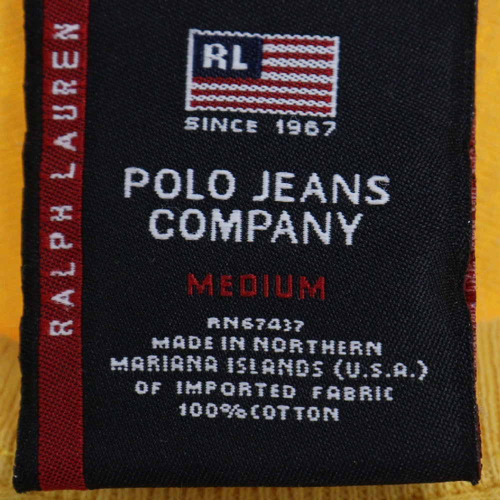 POLO JEANS(ポロ ジーンズ) 90S VINTAGE ヴィンテージ 袖ロゴデザイン クルーネック 半袖Tシャツ イエロー