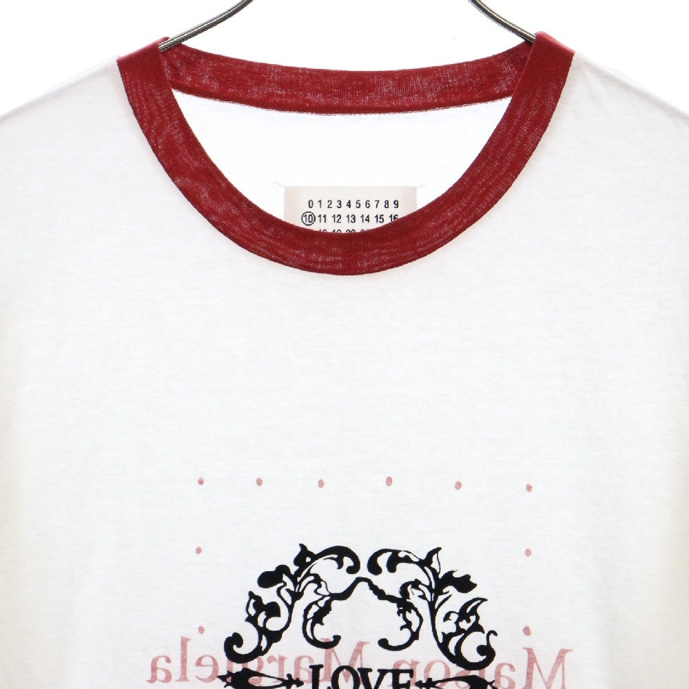 Martin Margiela 10(マルタンマルジェラ) LOVE フロント デザイン クルーネック 半袖Tシャツ カットソー ホワイト S50GC0639
