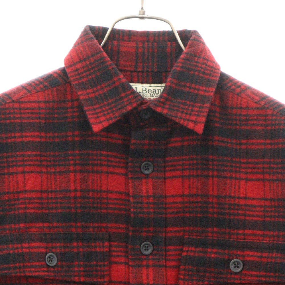 L.L.Bean(エルエルビーン) チェック柄 シャミークロス 長袖 コットンシャツ ブラック/レッド