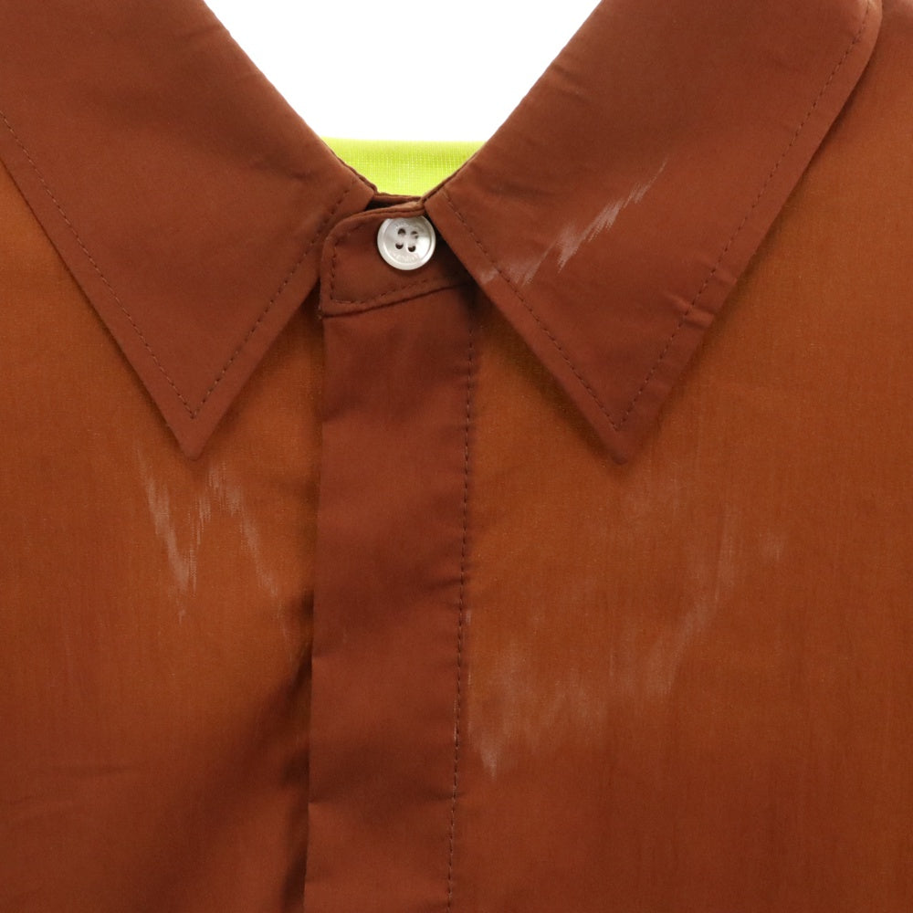 AMBUSH(アンブッシュ) 23SS カラーブロックナイロンドッキングデザイン バックワッペン半袖Tシャツ ブラウン イエロー BMGA074S23FAB001
