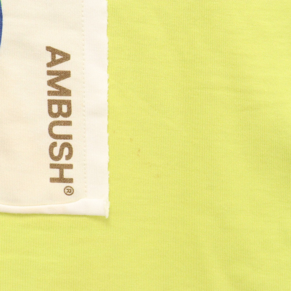 AMBUSH(アンブッシュ) 23SS カラーブロックナイロンドッキングデザイン バックワッペン半袖Tシャツ ブラウン イエロー BMGA074S23FAB001