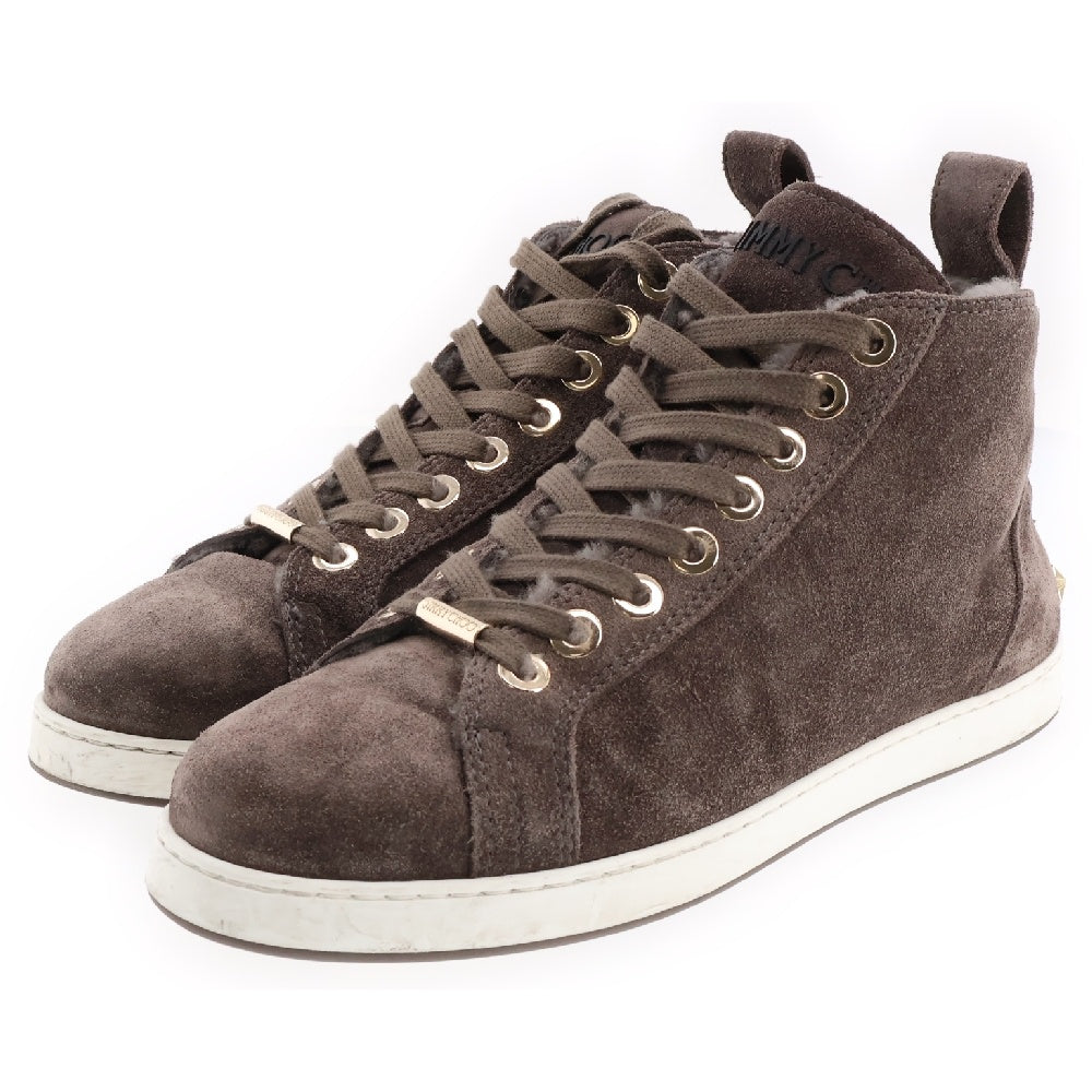 JIMMY CHOO(ジミーチュウ) バックロゴプレート スウェード ハイカットスニーカー グレー 13175959
