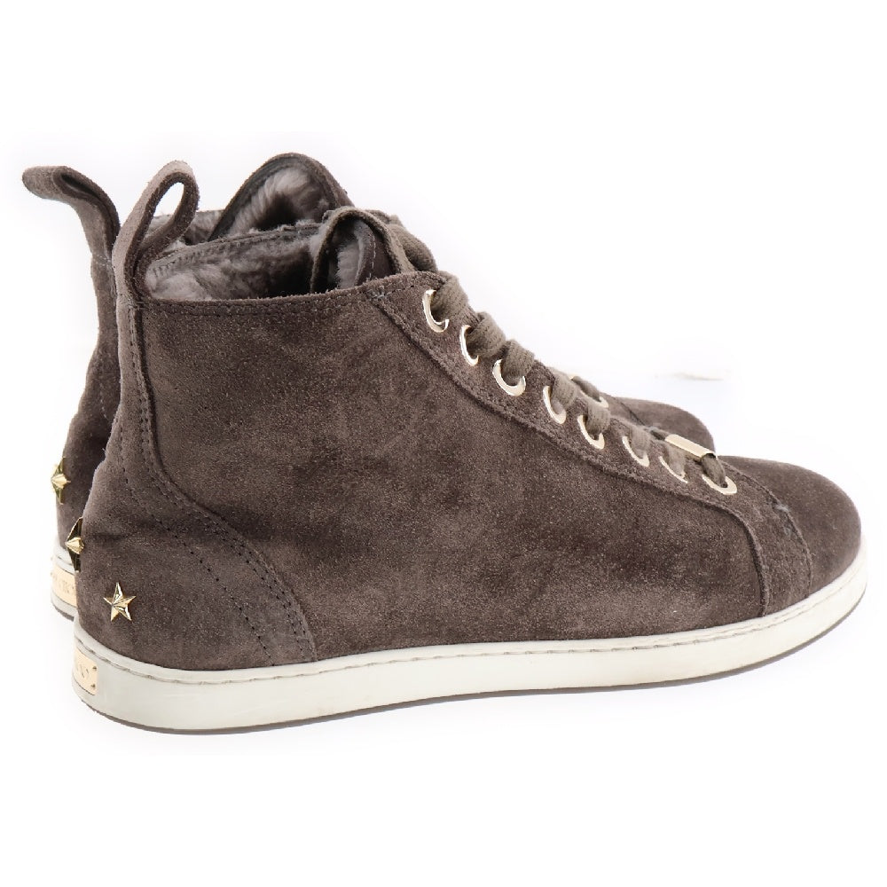 JIMMY CHOO(ジミーチュウ) バックロゴプレート スウェード ハイカットスニーカー グレー 13175959