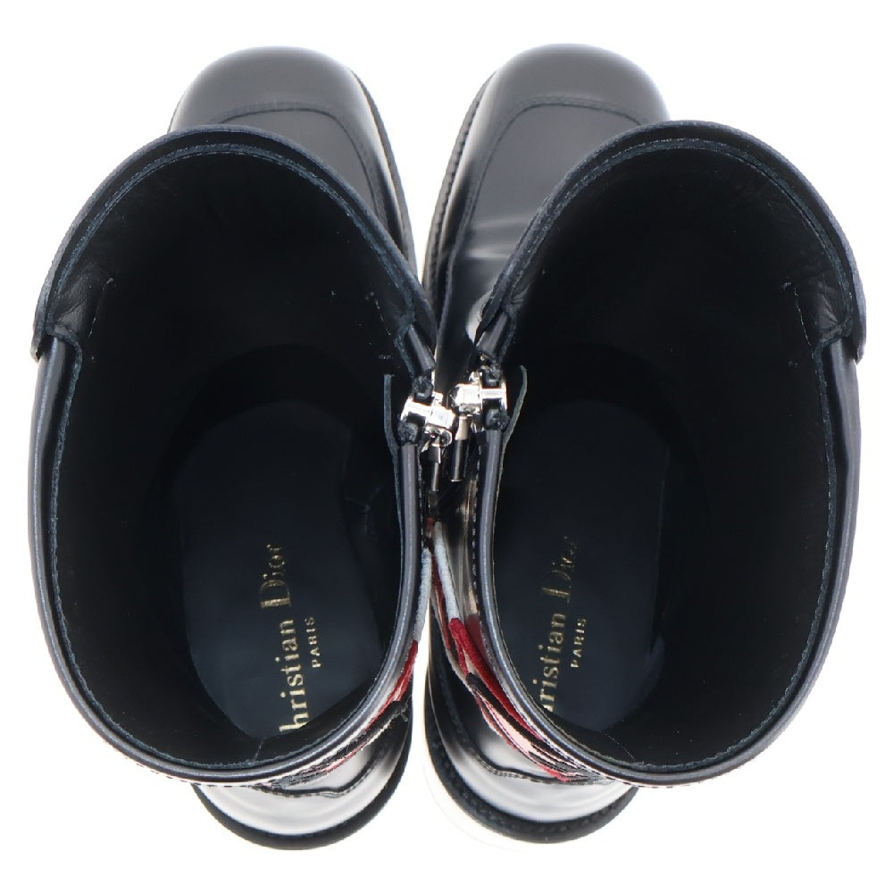 Christian Dior(クリスチャンディオール) ロゴ パッチ レザーファブリック ショートブーツ ブラック KDI464CFMS56L レディース