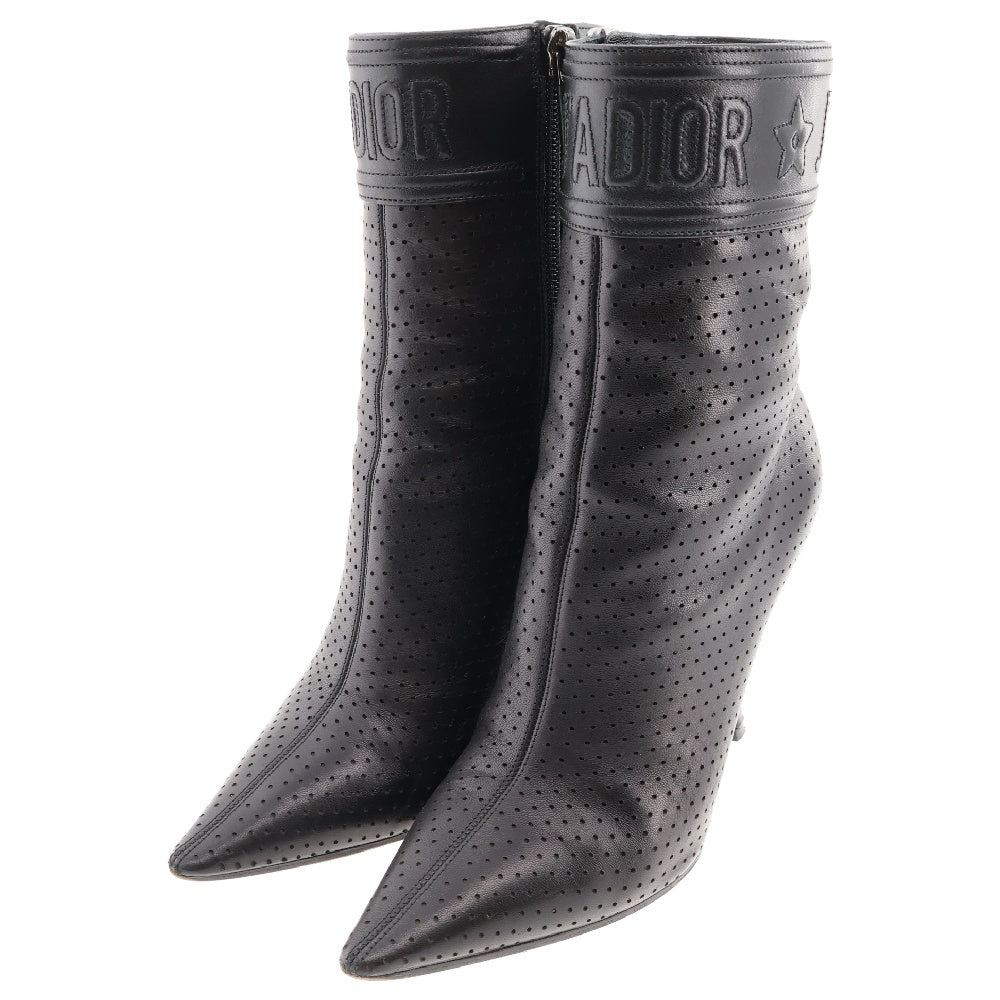 Christian Dior(クリスチャンディオール) PERFORATED LEATHER ANKLE BOOTS パンチングレザー アンクル ヒール ブーツ ブラック KCI409LAB レディース