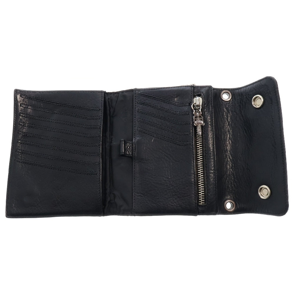CHROME HEARTS(クロムハーツ) Big Spoon Wallet ビッグスプーンレザーウォレット 2つ折り財布 コンパクトウォレット ブラック