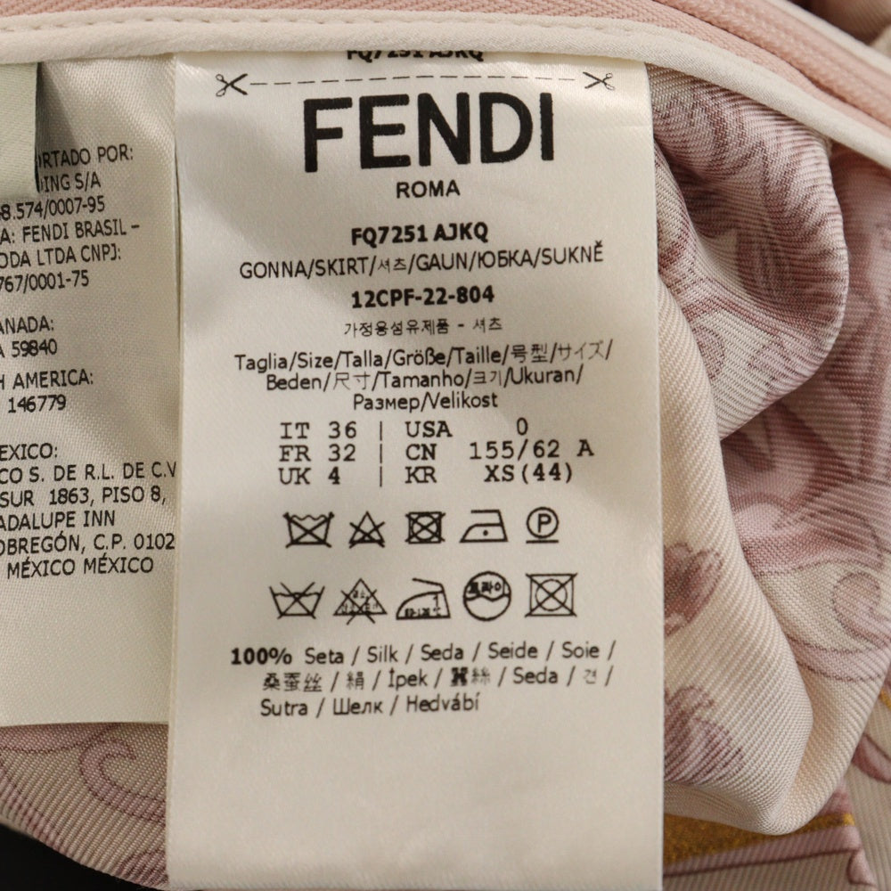 FENDACE(フェンダーチェ) 22SS シルクズッカ柄 プリーツ スカーフスカート ピンク レディース FQ7251 AJKQ