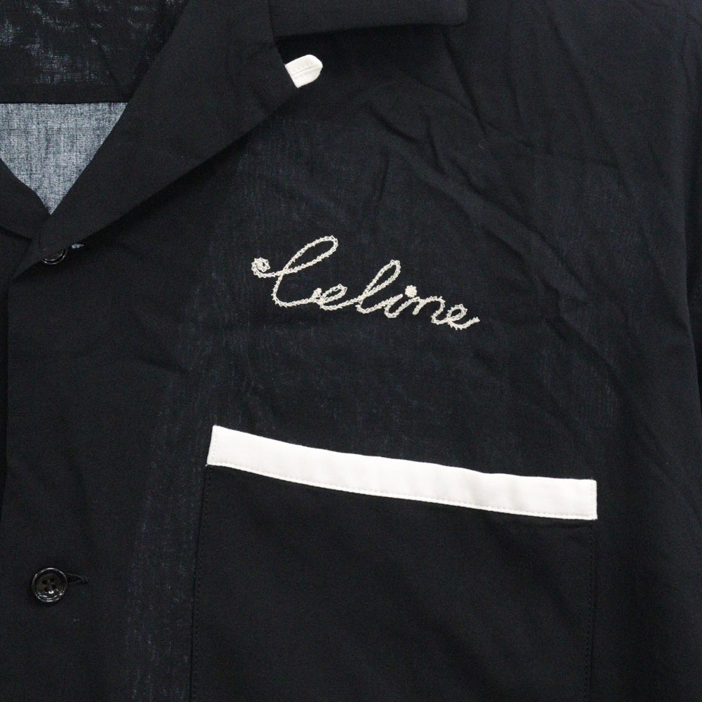 CELINE(セリーヌ) 21SS LOOSE BOWLING SHIRT ルーズ ボーリング フロント刺繍 半袖シャツ ブラック 852C 2C516 38NO