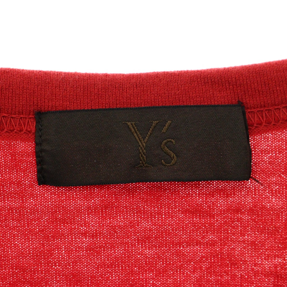 Y's(ワイズ) ヘンリーネック レイヤードデザイン 半袖Tシャツ カットソー レッド MM-T75-961