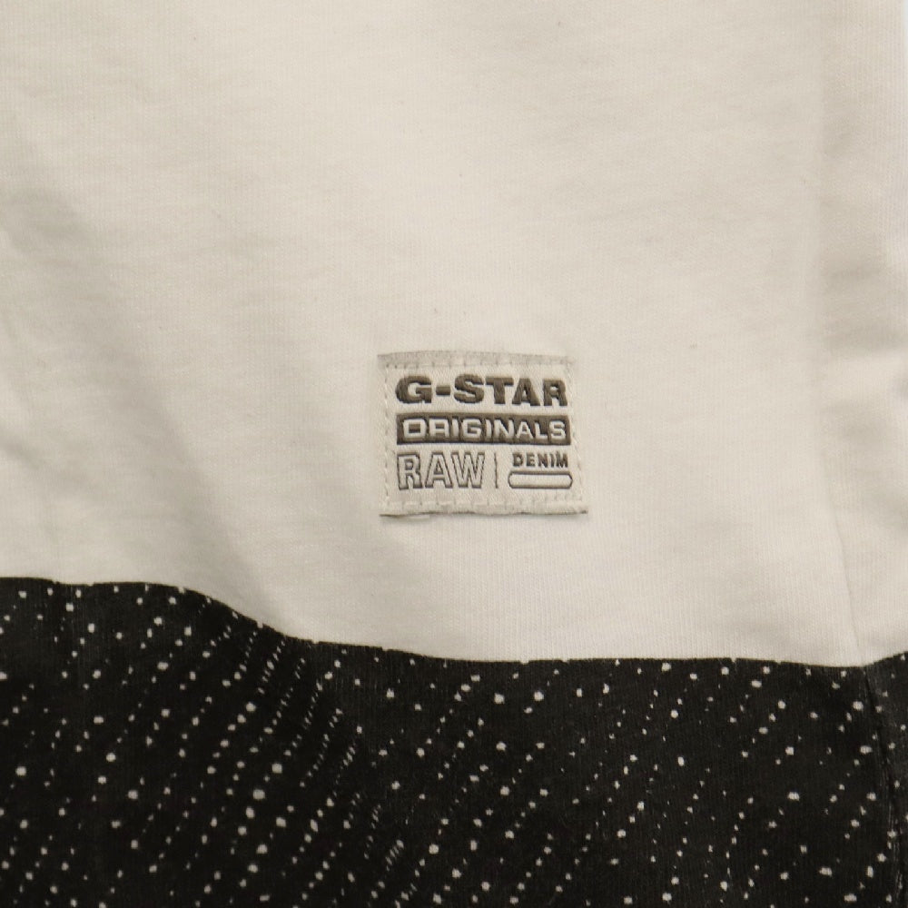 G-STAR RAW(ジースターロウ) STONUM LONG R T S/S 裾プリント 半袖Tシャツ ホワイト