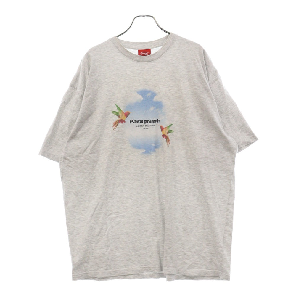 Paragraph(パラグラフ) オーバーサイズ プリント半袖Tシャツ グレー