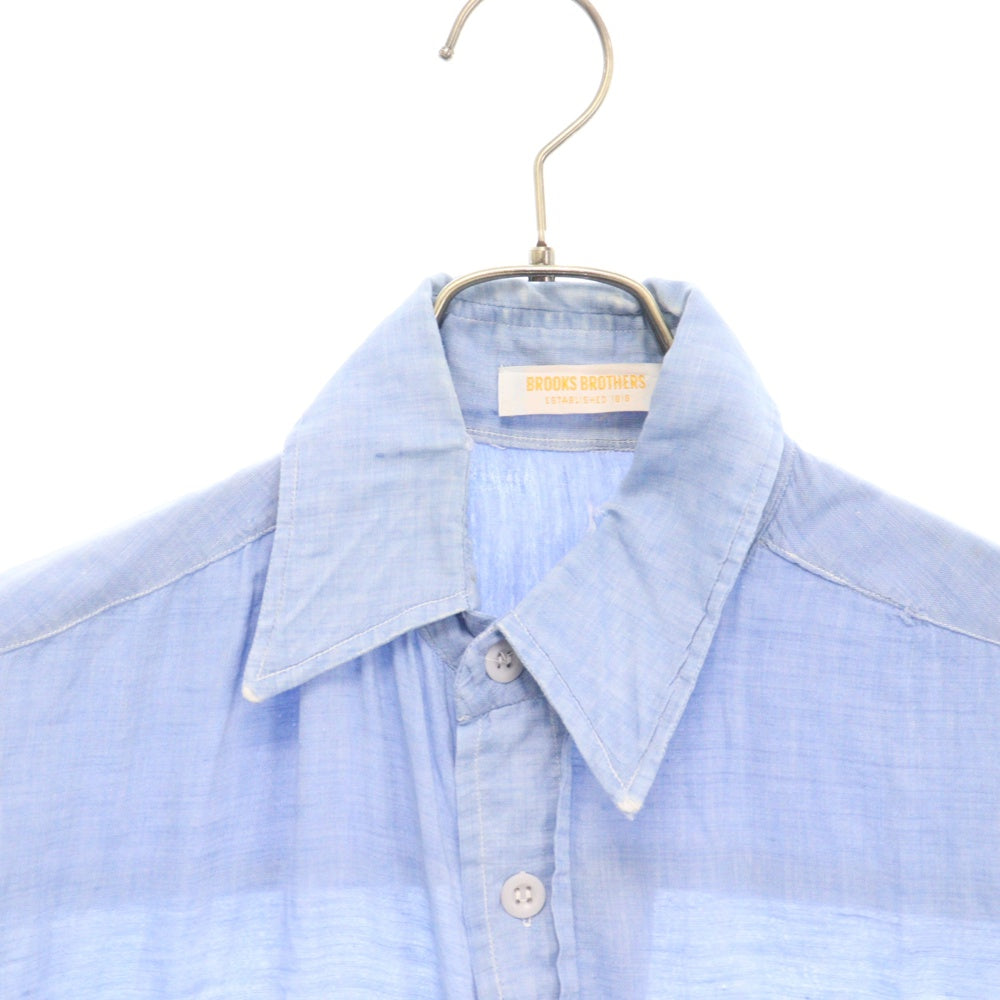 BROOKS BROTHERS(ブルックス ブラザーズ) 70S VINTAGE ヴィンテージ 金字タグ フロント4ポケット サイドアジャスター インド製 半袖シャツ ブルー