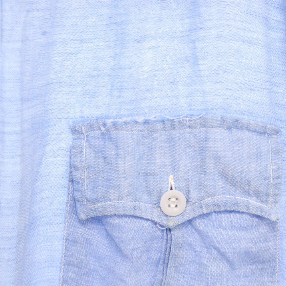 BROOKS BROTHERS(ブルックス ブラザーズ) 70S VINTAGE ヴィンテージ 金字タグ フロント4ポケット サイドアジャスター インド製 半袖シャツ ブルー