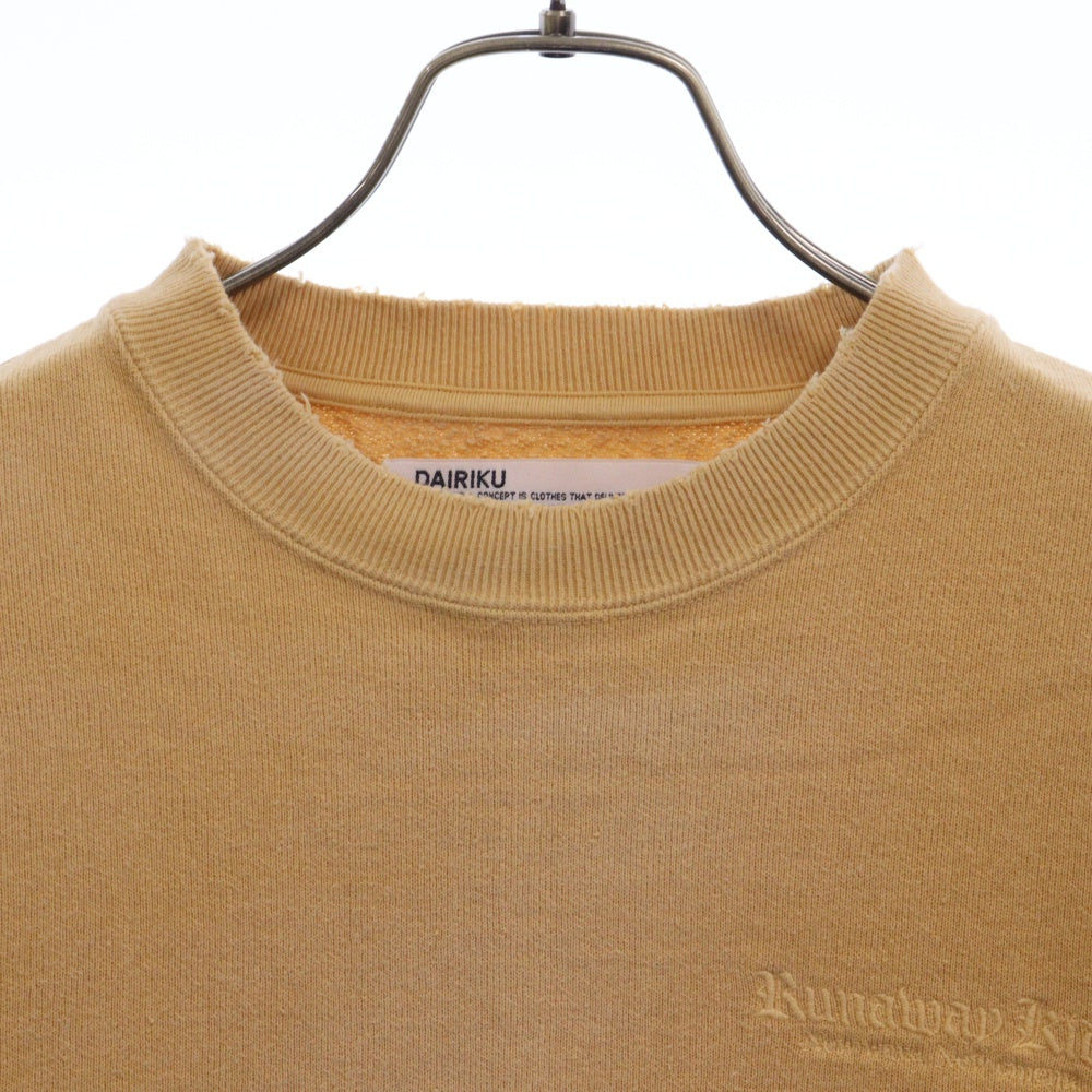 DAIRIKU(ダイリク) 23SS RUNAWAY ロゴ刺繍 クルーネック ショート丈 スウェットトレーナー レディース イエロー