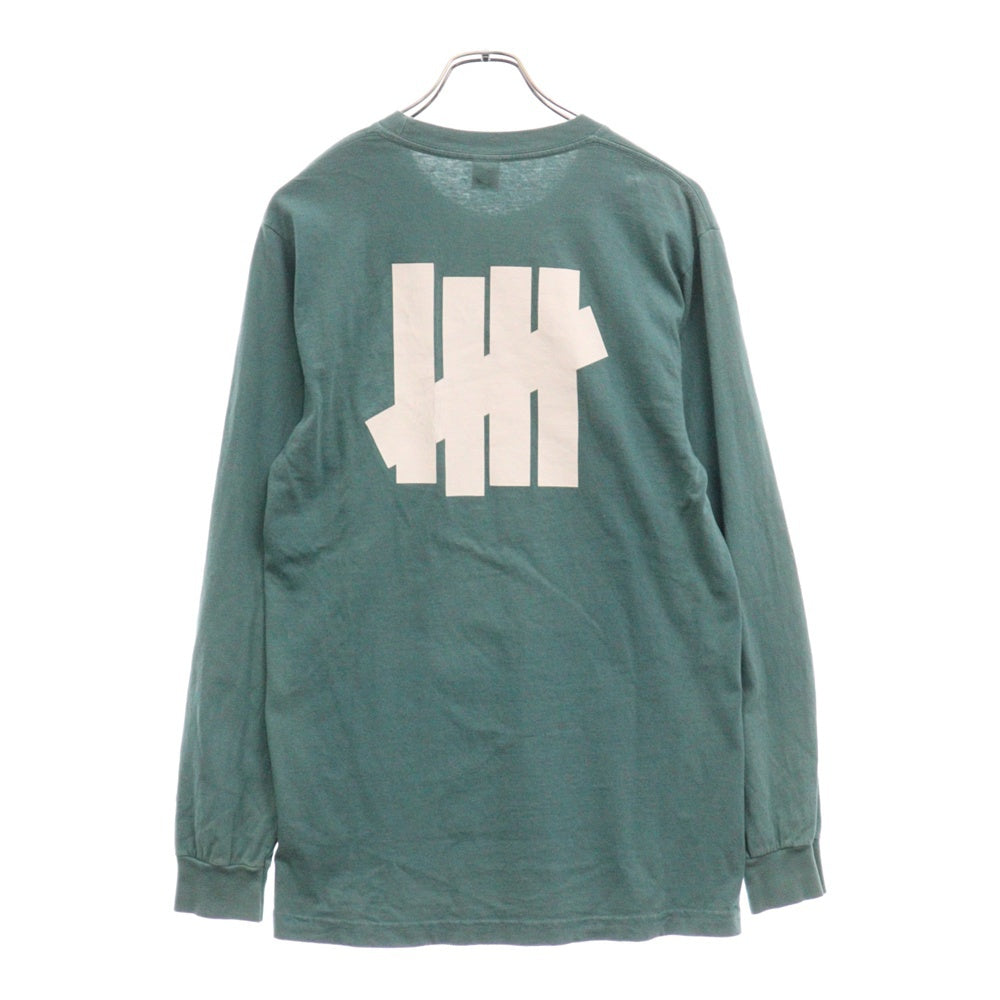 UNDEFEATED(アンディフィーテッド) ロゴプリント クルーネック長袖Tシャツ カットソー グリーン 192077001015