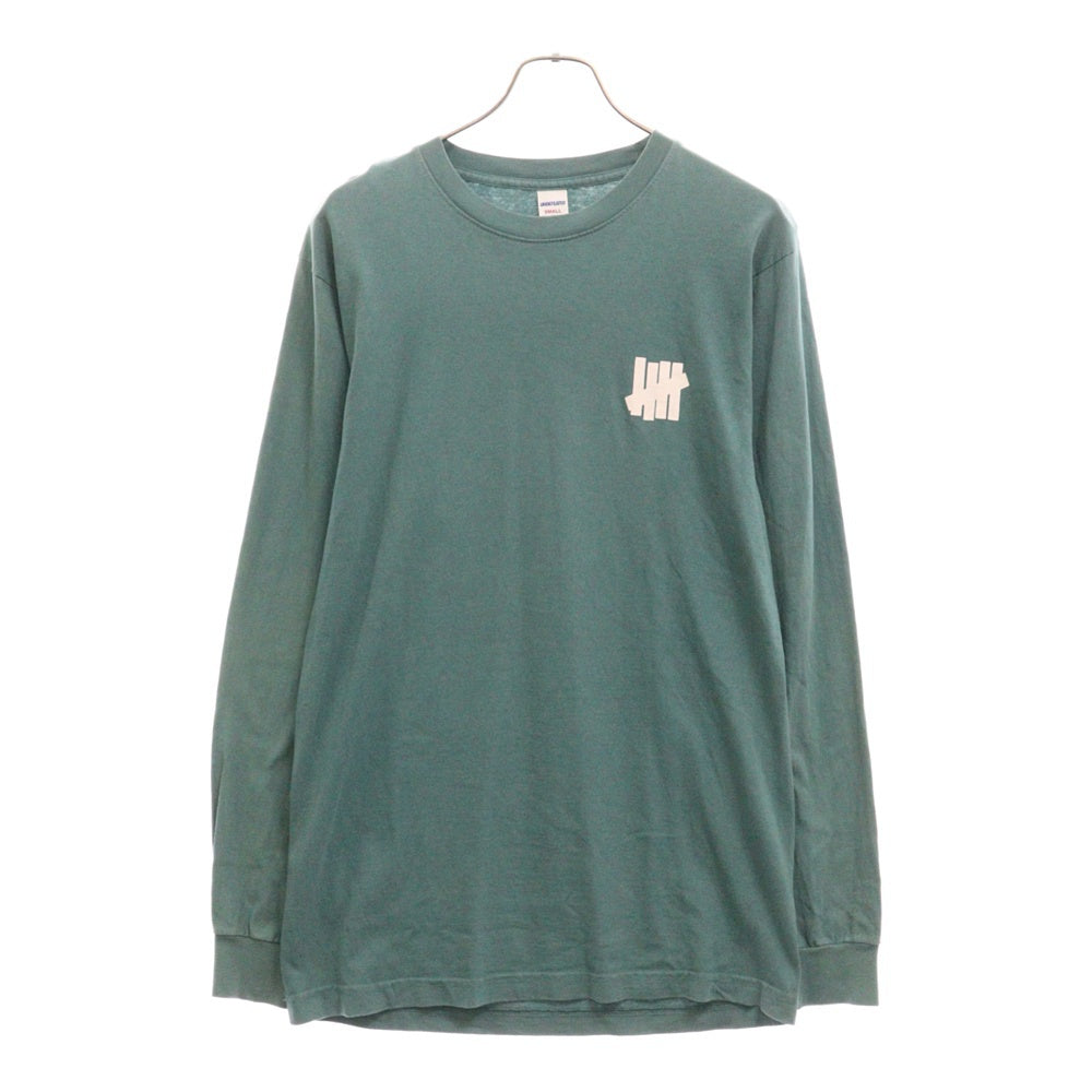 UNDEFEATED(アンディフィーテッド) ロゴプリント クルーネック長袖Tシャツ カットソー グリーン 192077001015
