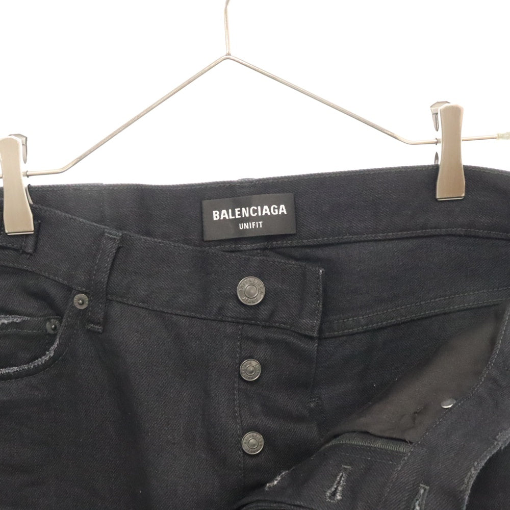 BALENCIAGA(バレンシアガ) ダメージ加工オーバーサイズデニムパンツ ブラック 697825 TBP47