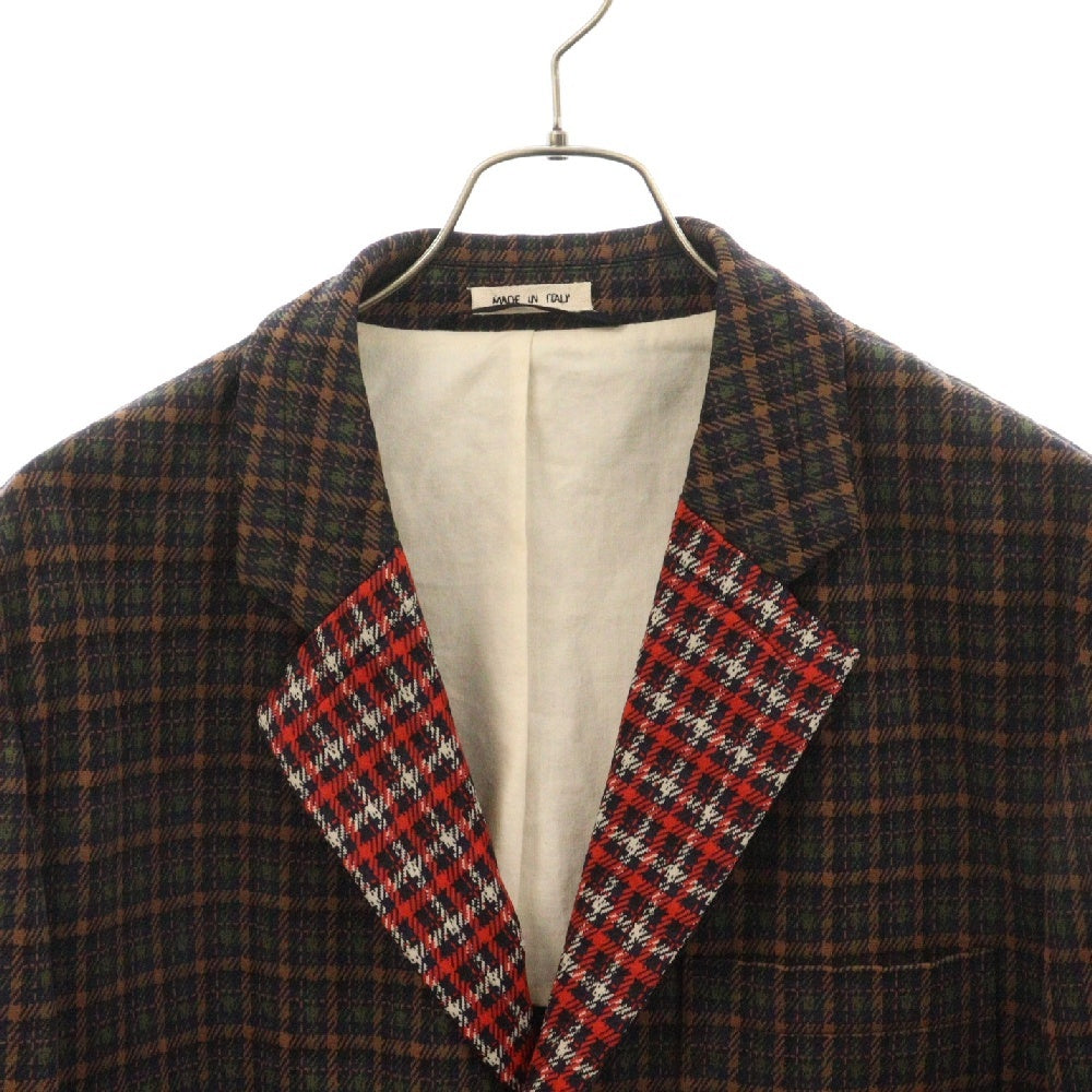 MARNI(マルニ) 18AW チェック切り替え 2B テーラードジャケット グリーン/レッド GUMU0004Q0 S23296