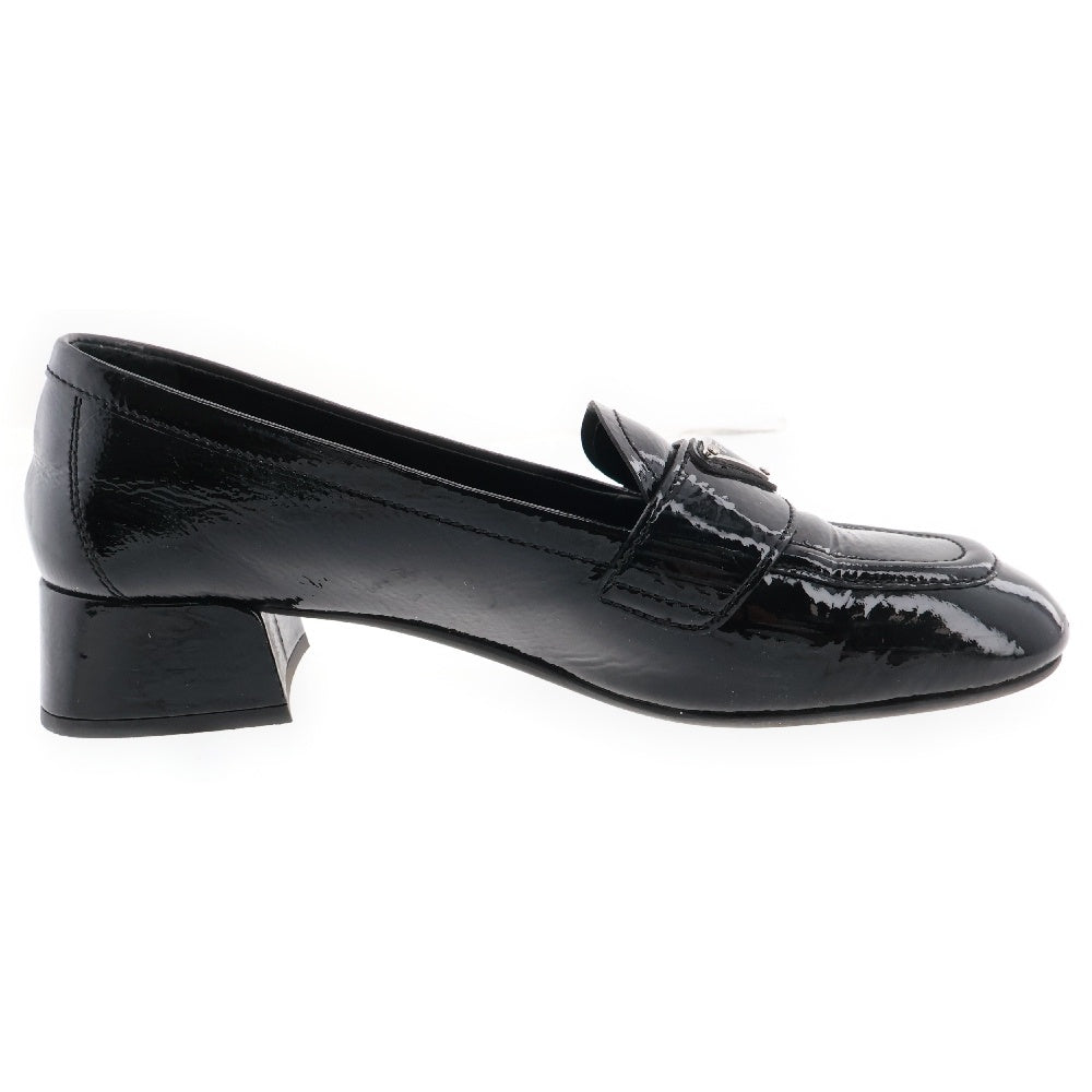 PRADA(プラダ) Patent Leather Loafers パテントレザー エナメル ヒール ローファー シューズ ブラック レディース 1D583M