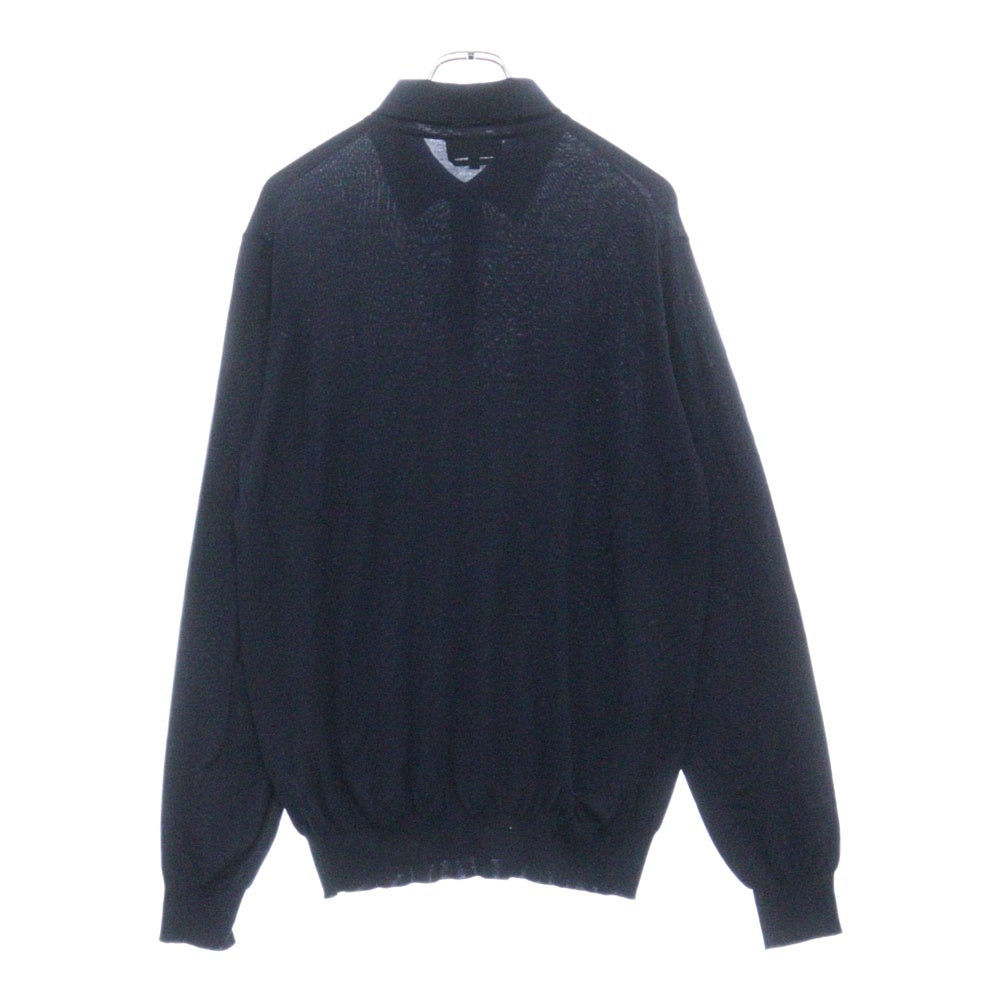 HERMES(エルメス) ハイゲージ ニットポロシャツ 長袖 ネイビー