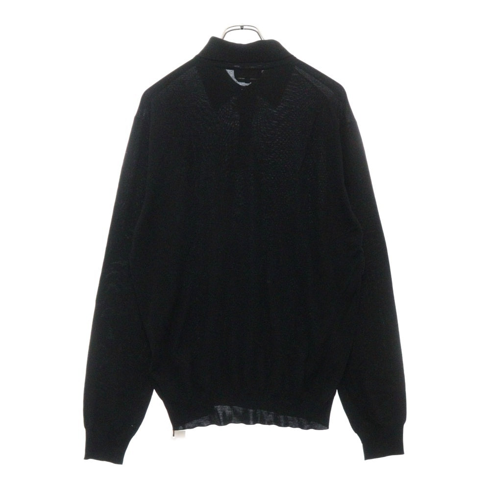 HERMES(エルメス) ハイゲージ ニットポロシャツ 長袖 ブラック