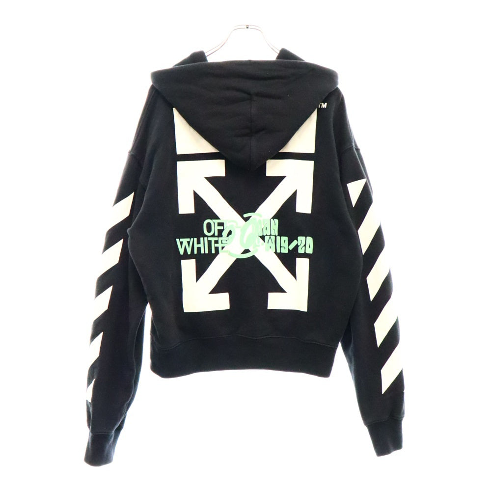 OFF-WHITE(オフホワイト) 19AW DIAG WATERFALL OVER HOODIE バックアロー ウォーターフォールプリント スウェット プルオーバーパーカー ブラック OMBB037E19E30015