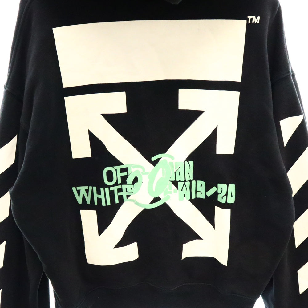 OFF-WHITE(オフホワイト) 19AW DIAG WATERFALL OVER HOODIE バックアロー ウォーターフォールプリント スウェット プルオーバーパーカー ブラック OMBB037E19E30015