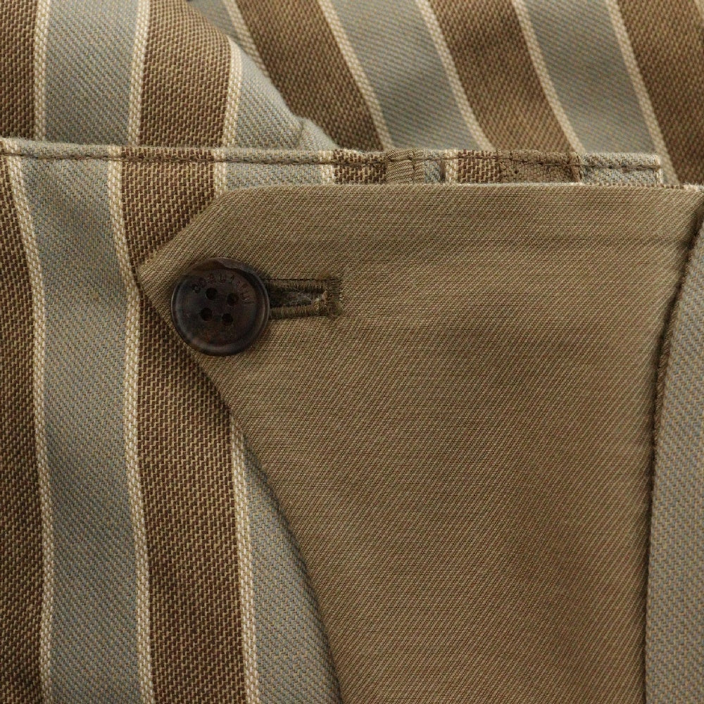 beautiful people(ビューティフルピープル) 18SS REGIMANRAL STRIPE TWO TUCK PANTS ストライプ ツータック リネン混 スラックスパンツ ブラウン/ブルー レディース 1825105007