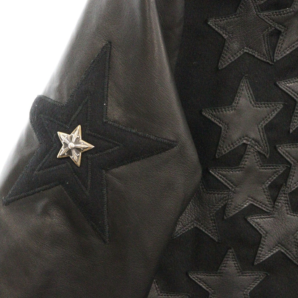 CHROME HEARTS(クロムハーツ) LETTERMAN STAR レターマン クロスボールボタンスターレザーパッチブルゾンジャケット ブラック JVP