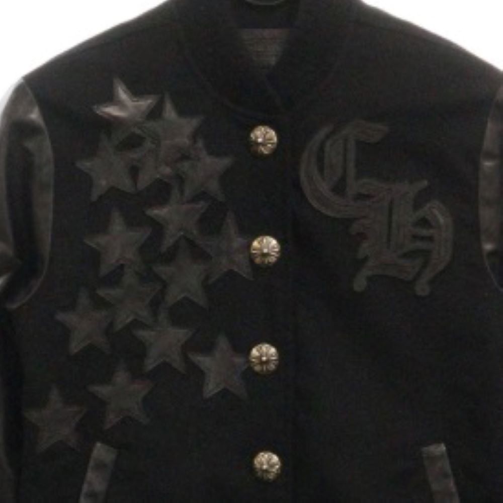 CHROME HEARTS(クロムハーツ) LETTERMAN STAR レターマン クロスボールボタンスターレザーパッチブルゾンジャケット ブラック JVP