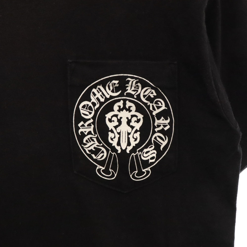CHROME HEARTS(クロムハーツ) AMERICAN FLAG T-SHIRT アメリカンフラッグ バックプリント フロントポケット クルーネック 半袖Tシャツ カットソー ブラック 2212-304-0664-0930
