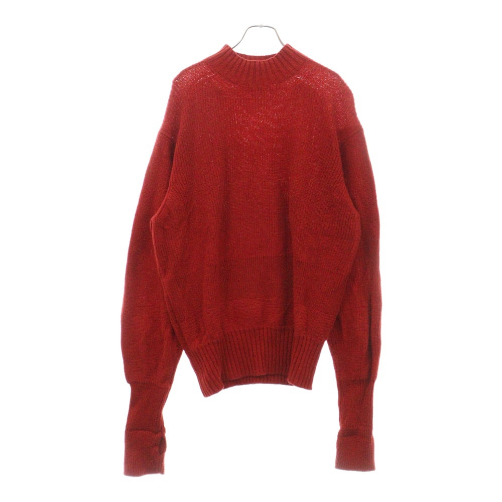 MAATEE&SONS(マーティーアンドサンズ) 23AW 強撚SHETLAND FINELAMB ARMY SWEATER モックネックウールニットセーター レッド MT3303-0124B