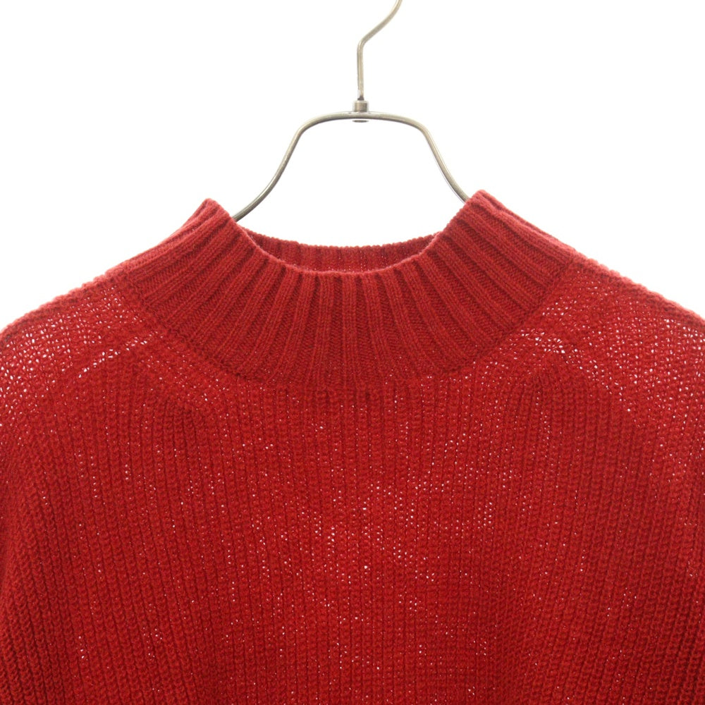 MAATEE&SONS(マーティーアンドサンズ) 23AW 強撚SHETLAND FINELAMB ARMY SWEATER モックネックウールニットセーター レッド MT3303-0124B