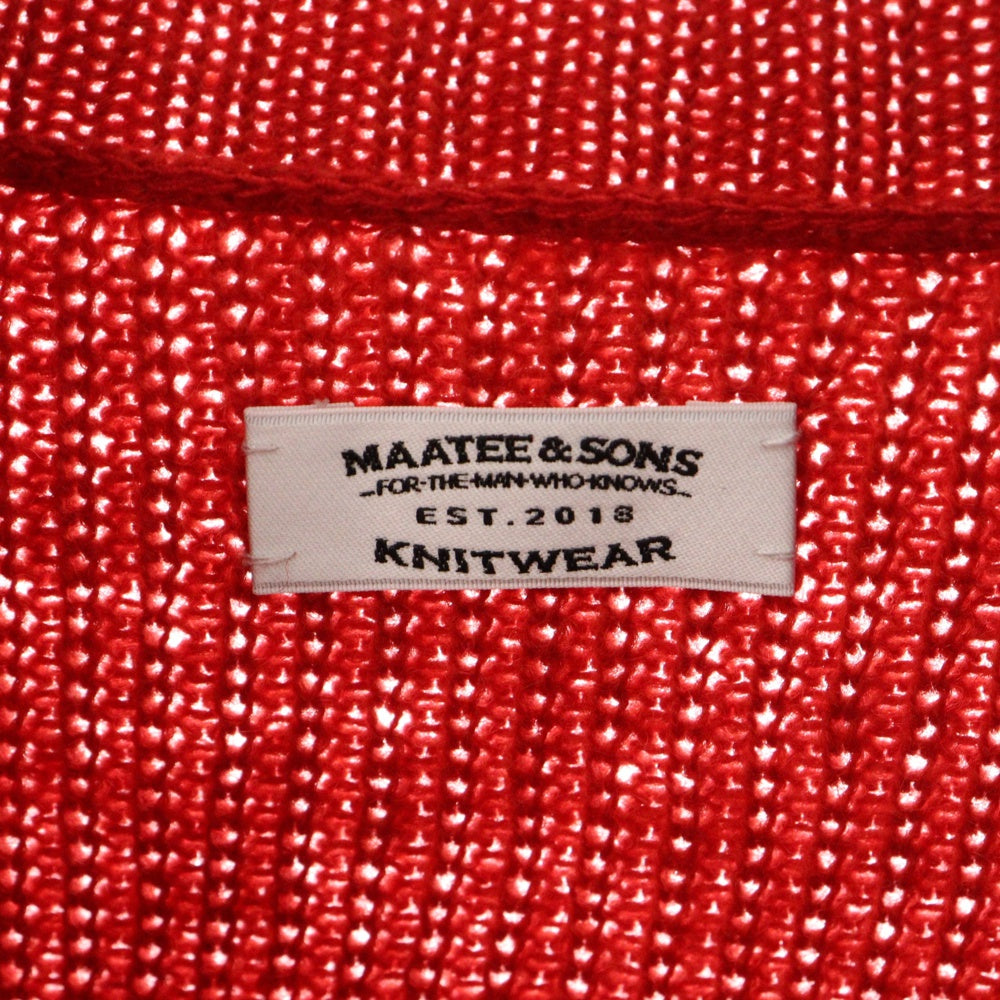 MAATEE&SONS(マーティーアンドサンズ) 23AW 強撚SHETLAND FINELAMB ARMY SWEATER モックネックウールニットセーター レッド MT3303-0124B
