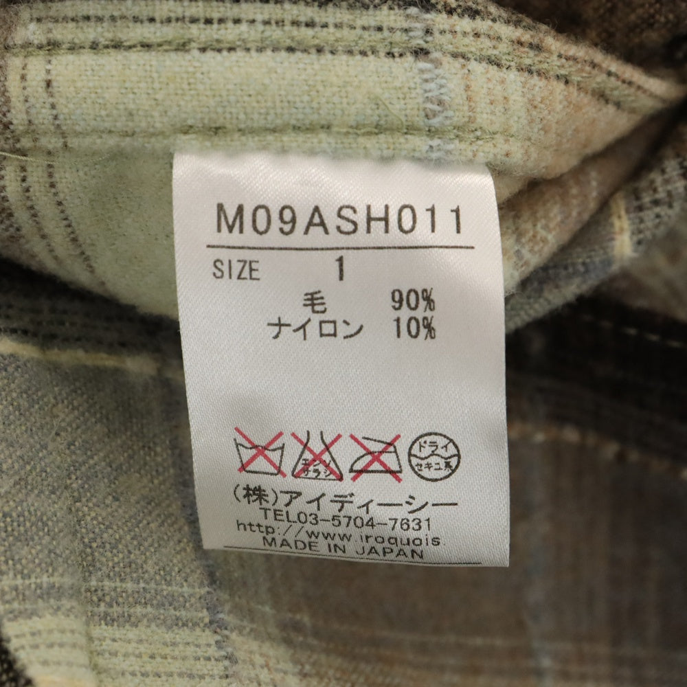 iroquois(イロコイ) チェック総柄 レギュラーカラー フランネル ロングスリーブ 長袖 シャツ ブラウン M09ASH011