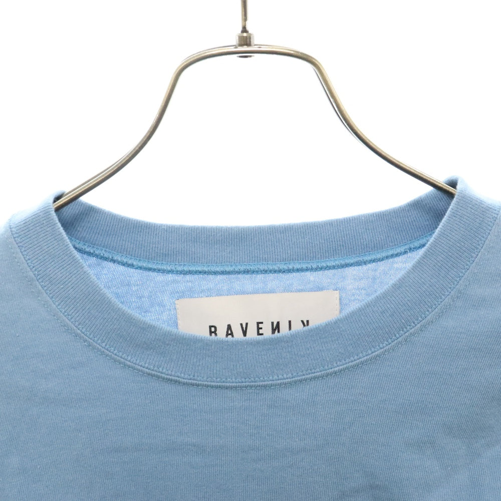 RAVENIK(レイヴニック) 異素材切り替え アームデザイン クルーネック ロングスリーブ 長袖Tシャツ カットソー ライトブルー